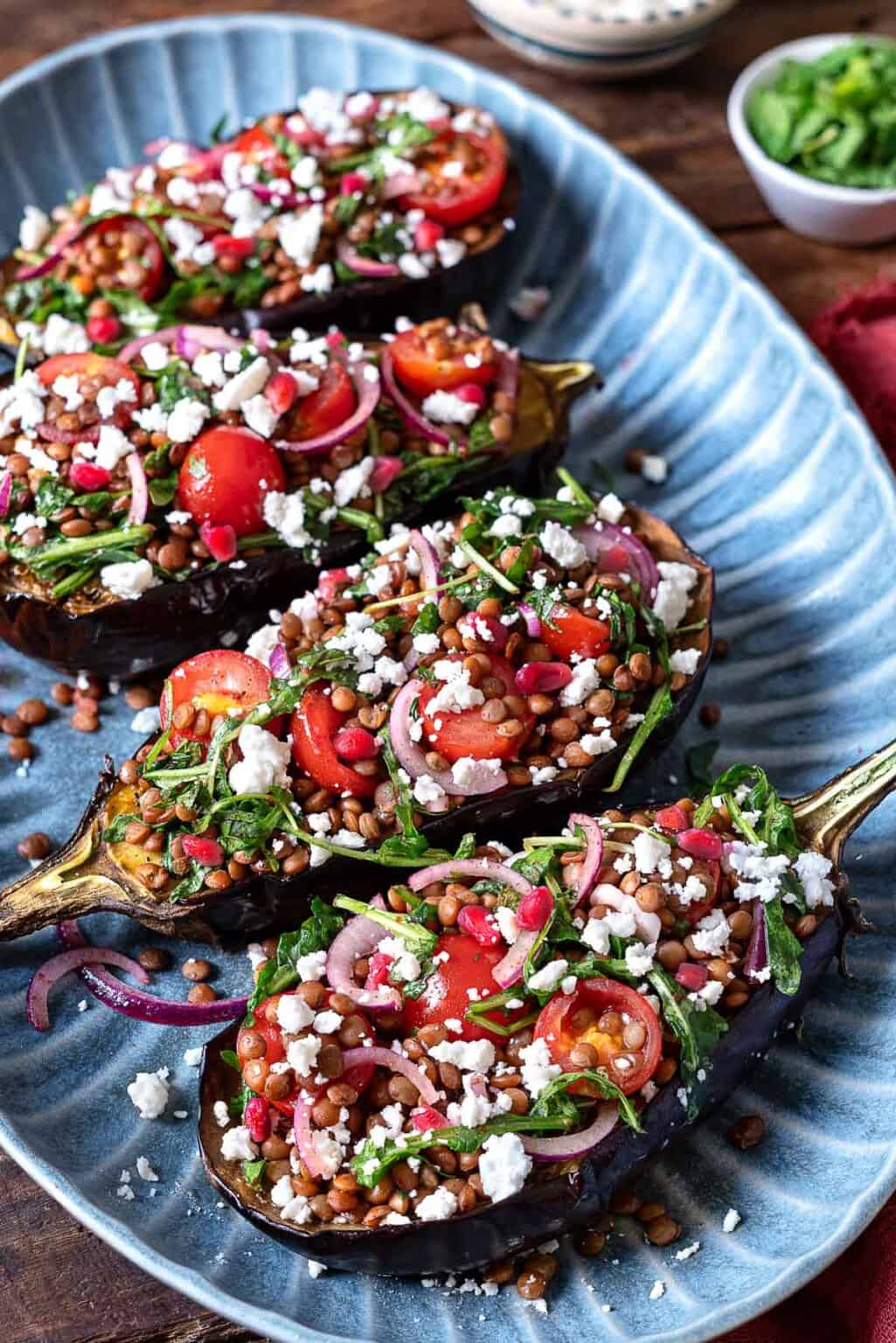 Lentil Salad with Roasted Eggplant | The Mediterranean Dish