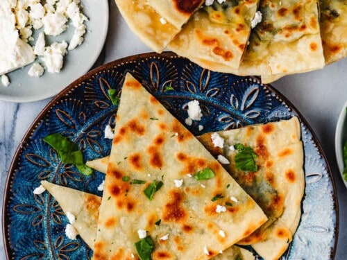 Turkish Gözleme (Spinach and Feta Stuffed Flatbread)