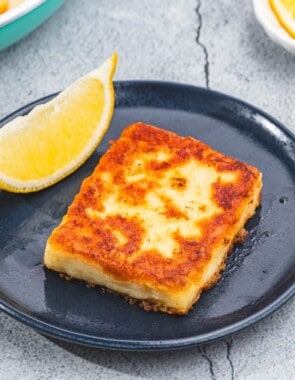 cheese saganaki web story poster image.