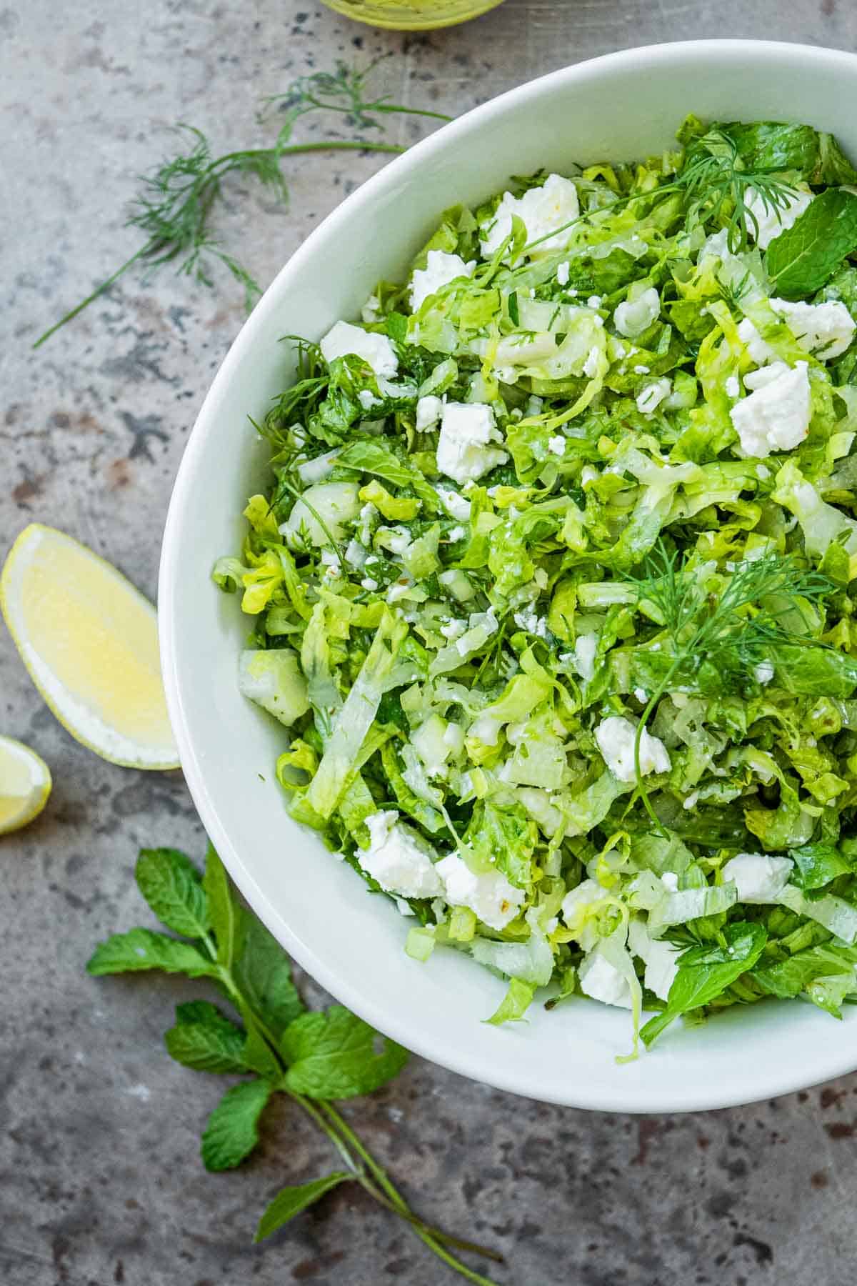 Lemony Chopped Salad with Pita Recipe