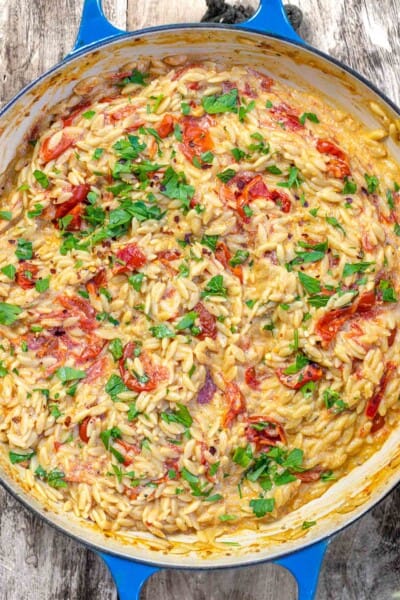 Creamy Orzo with Blistered Tomatoes | The Mediterranean Dish