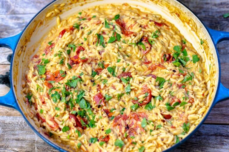 Creamy Orzo with Blistered Tomatoes | The Mediterranean Dish