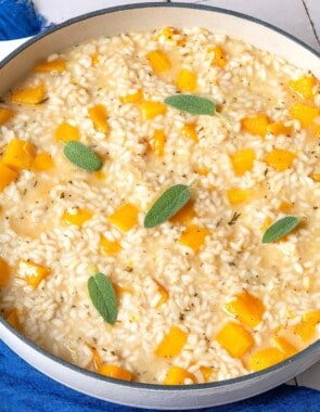 butternut squash risotto web story poster image.