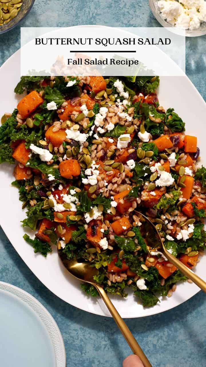Butternut Squash Salad with Farro, Kale, and Creamy Goat Cheese - The ...