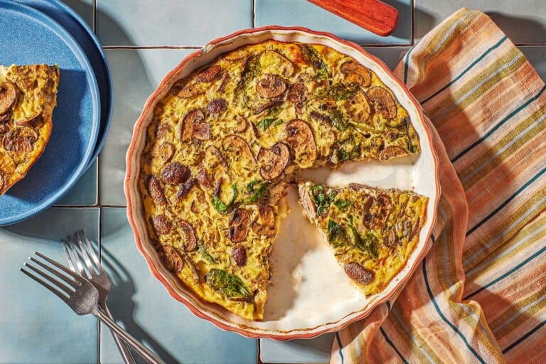 Mushroom and Spinach Crustless Quiche | The Mediterranean Dish