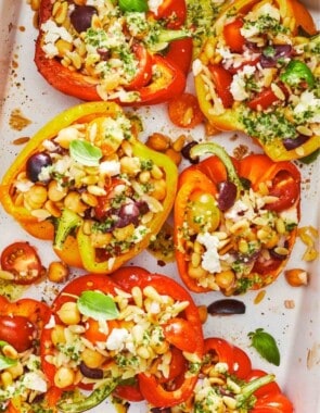 vegetarian stuffed peppers web story poster image.