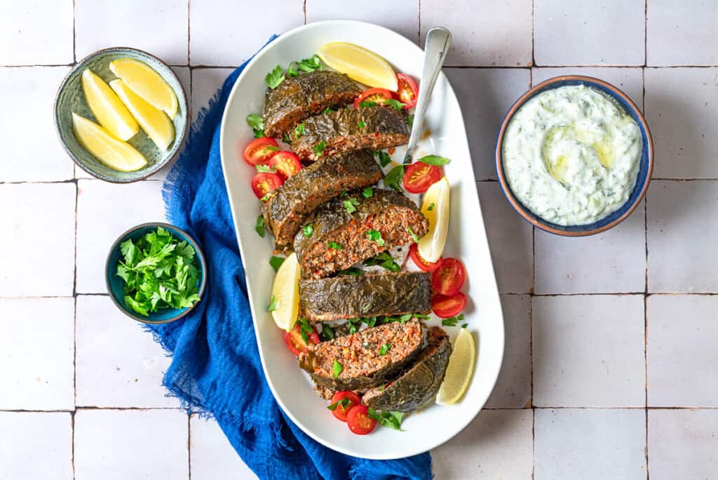 Greek Meatloaf with Grape Leaves | The Mediterranean Dish