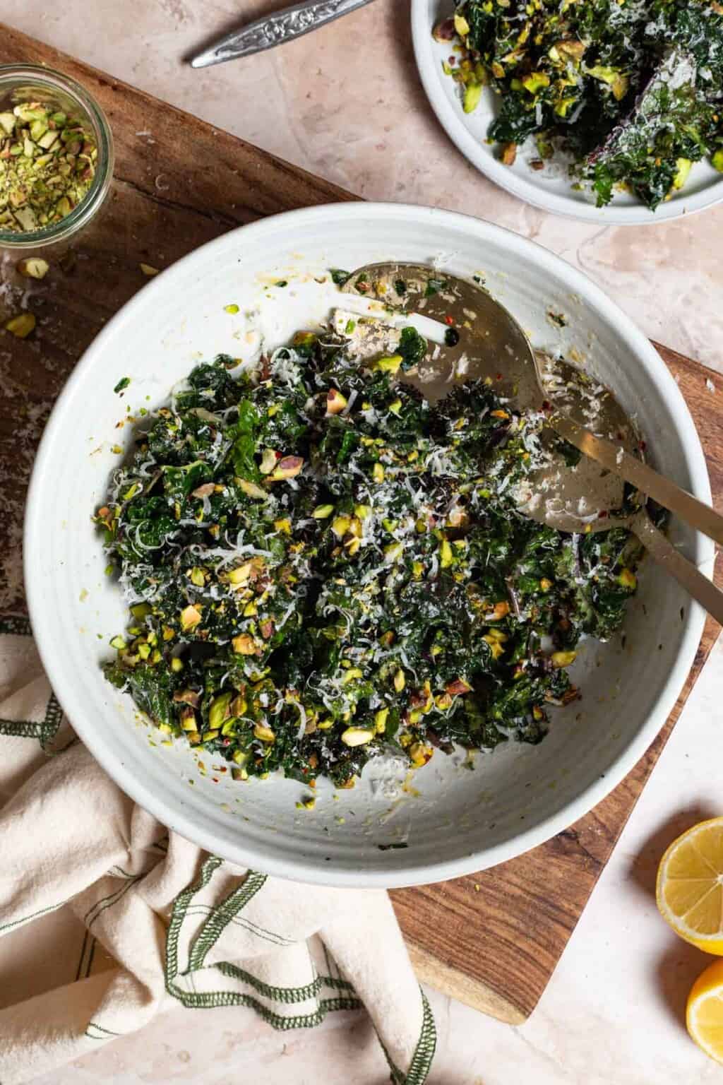 Kale Salad with Roasted Pistachios | The Mediterranean Dish