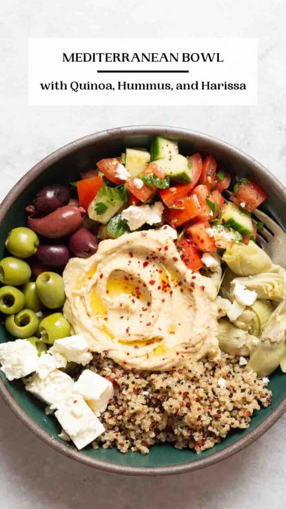 Mediterranean Bowl with Quinoa, Hummus, and Harissa - The Mediterranean ...