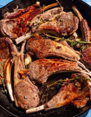 Pan seared lamb chops web story poster image.