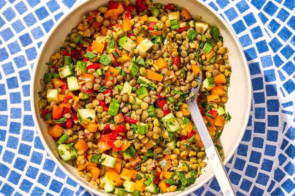 French Lentil Salad with Vegetables | The Mediterranean Dish