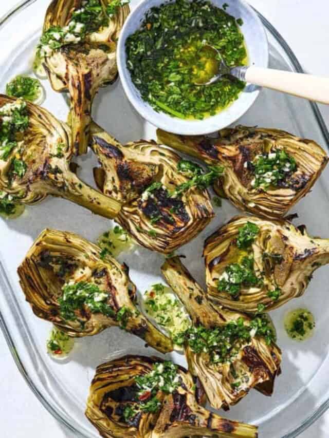 Grilled Artichokes with Garlic, Parsley, and Lemon - The Mediterranean Dish