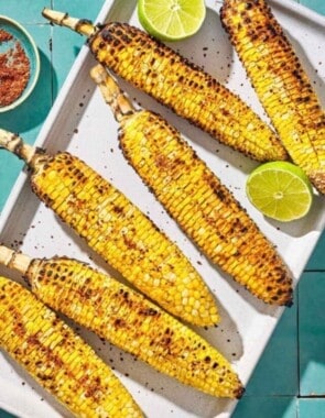 Grilled corn on the cob web story poster image.