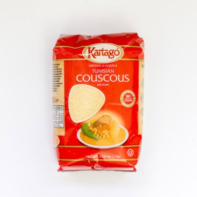 Bag of Kartago couscous from the Mediterranean Dish shop.