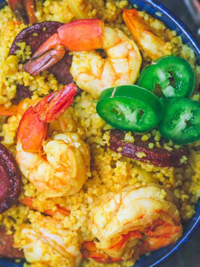 Spicy Shrimp Couscous with Spanish Chorizo - The Mediterranean Dish