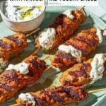 Pin image 2 for Harissa Chicken Kofta Kebabs.