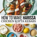 Pin image 3 for Harissa Chicken Kofta Kebabs.