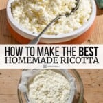 Pin image 3 for homemade ricotta.