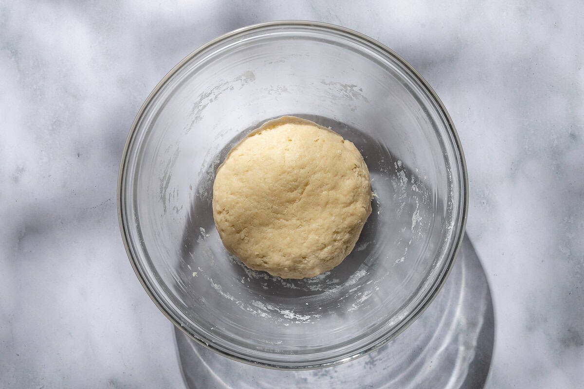 The dough for the cannoli pastry in a bowl.