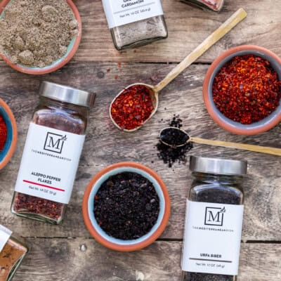 Spices on a table.