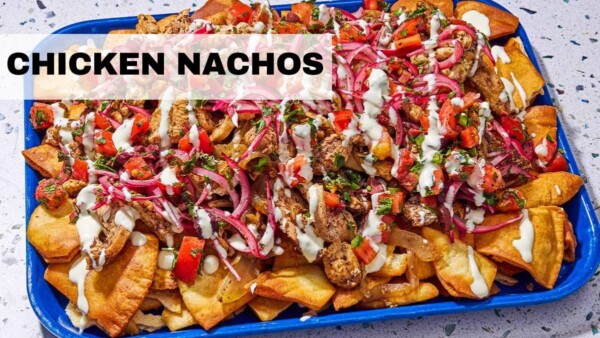 Video for Mediterranean Chicken Nachos.