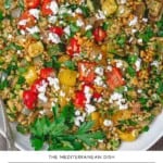 Roasted vegetable barley salad pin image 1.