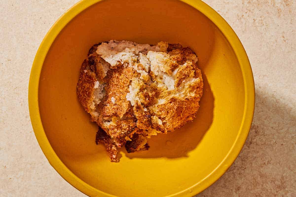 The soaked bread for the turkish meatballs in a bowl.